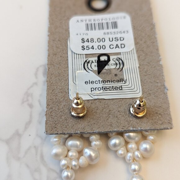 Anthropologie Floral Pearl Drop Earrings - Picture 5 of 7